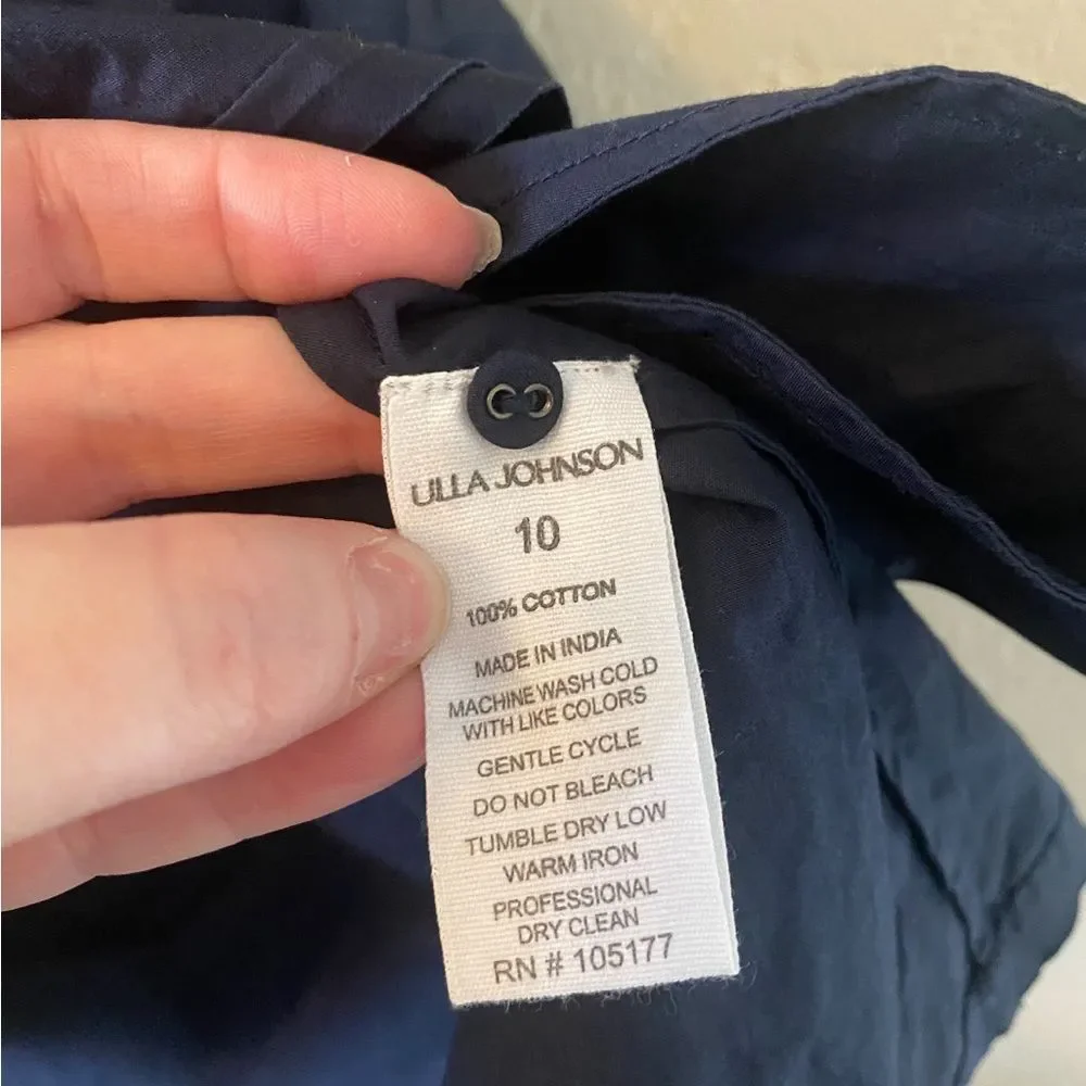 NEW Ulla Johnson Jessa Navy Mini Dress with Tie Waist